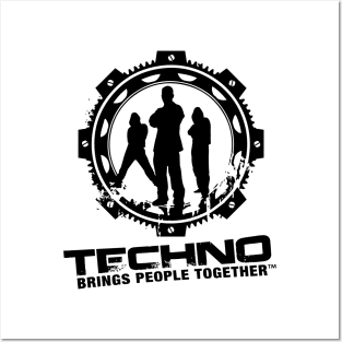 Techno Brings People Together - logo (black) Posters and Art